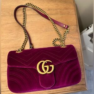 Velvet Gucci Marmont shoulder bag